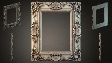Decorative frames, framing Carved wooden frame with shells and scrolls 3d model