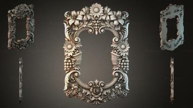 Decorative frames, framing Mirror frame with flower garlands and grapes 3d model