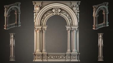 Decorative frames, framing Arched portal with Corinthian capitals and ornamented archivolt 3d model