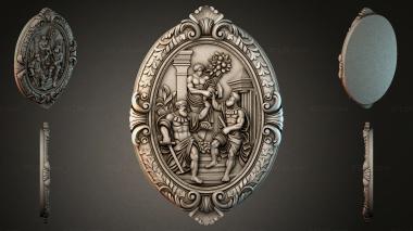 Decorative frames, framing Oval cameo with a classical subject of Venus and putti on an architectural background 3d model