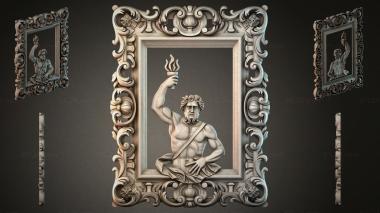Decorative frames, framing Panel with Prometheus holding a torch in an ornamental frame 3d model
