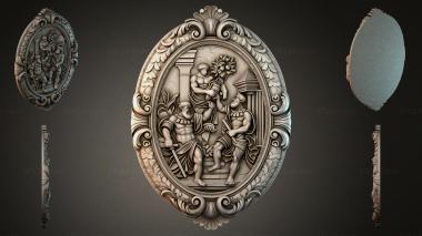 Decorative frames, framing Oval medallion-onlay with putto and warrior in the Renaissance style 3d model