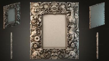 Decorative frames, framing Carved frame with mythological characters and animal motifs 3d model