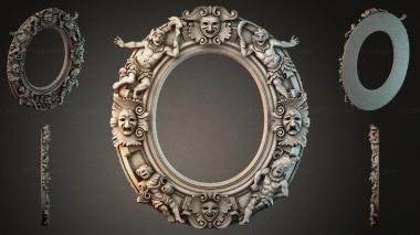 Decorative frames, framing Oval mirror with putti and lion masks 3d model