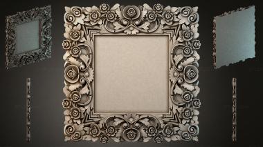 Decorative frames, framing Square frame with roses and swirls 3d model