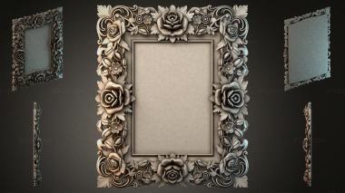 Decorative frames, framing Carved frame with roses and leaves 3d model