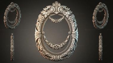Decorative frames, framing Oval mirror with bunches of grapes and floral monograms 3d model