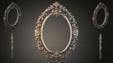Decorative frames, framing Oval mirror with rocaille carving and floral bracket 3d model