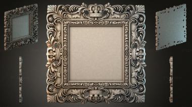 Decorative frames, framing Classic frame with royal bark and plant curls 3d model
