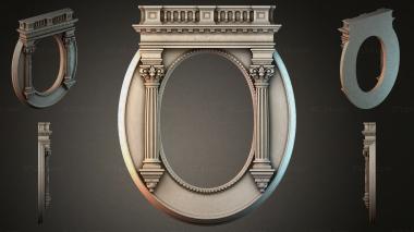 Decorative frames, framing Classic oval fireplace with Corinthian columns and architrave 3d model