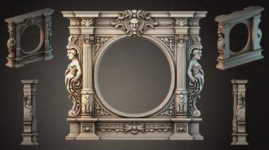 Decorative frames, framing Oval portal with caryatids and masks 3d model