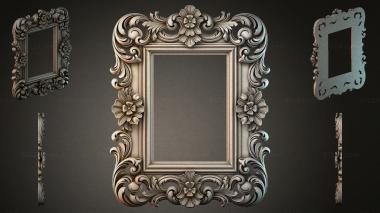 Decorative frames, framing Ornamental frame with scrolls and floral rosettes 3d model