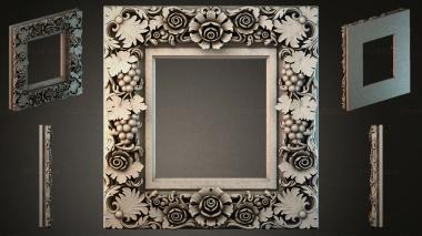 Decorative frames, framing Square frame with grapes and rosettes 3d model