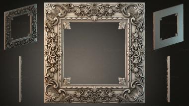 Decorative frames, framing Mirror frame with swirls, rosettes, and floral patterns 3d model