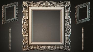Decorative frames, framing Carved classic volute picture frame with floral scrolls 3d model