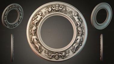 Decorative frames, framing Round ornament with putti and plant motifs 3d model