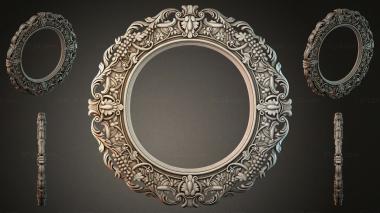 Decorative frames, framing Round mirror frame with grapevine and scrolls 3d model