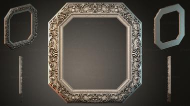 Decorative frames, framing Octagonal frame with floral ornament 3d model