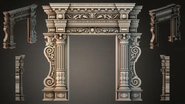 Decorative frames, framing Portal with Ionic columns and acanthus ornament 3d model