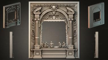 Decorative frames, framing Theatre stage with columns and drapery 3d model