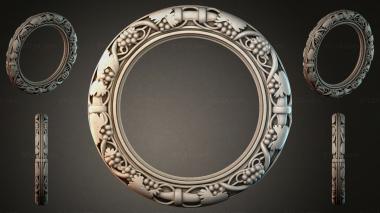 Decorative frames, framing Round frame with grape vine and leaves 3d model