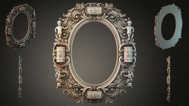 Decorative frames, framing Oval mirror with putti and acanthus 3d model