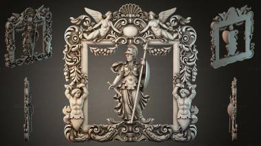 Decorative frames, framing Classic carved ornament with angels and a warrior figure 3d model