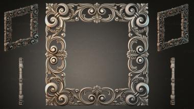 Decorative frames, framing Mirror frame with scroll-rosette ornaments and side pilasters 3d model