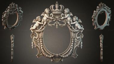 Decorative frames, framing Royal coat of arms with putti and oval frame 3d model