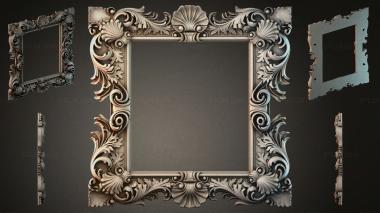Decorative frames, framing Mirror frame with swirls and shells 3d model