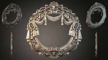 Decorative frames, framing Round frame with a female mask and drapery 3d model