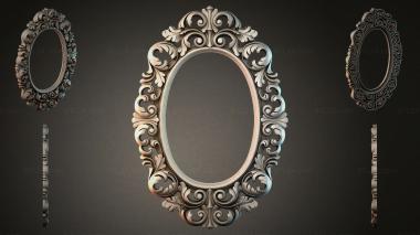 Decorative frames, framing Oval mirror frame with volute scrolls and leaves 3d model