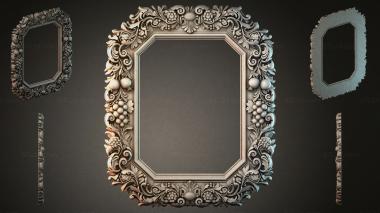 Decorative frames, framing Mirror frame with grape cluster and curls 3d model