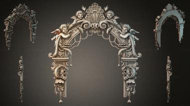 Decorative frames, framing Mirror frame with putti and floral scrolls 3d model