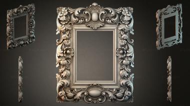 Decorative frames, framing Rectangular mirror frame with foliage scrolls and flower garlands 3d model