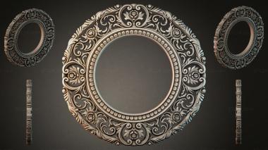 Decorative frames, framing Round mirror frame with swirls and floral rosettes 3d model