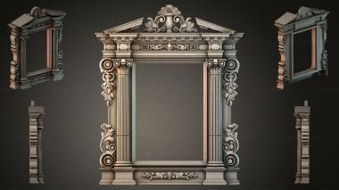 Decorative frames, framing Classic architraves with columns and a pediment 3d model