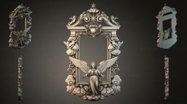 Decorative frames, framing Carved ornamental frame with a winged angel and cherubs 3d model