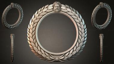 Decorative frames, framing Round frame with a laurel wreath and a mask of Zeus 3d model