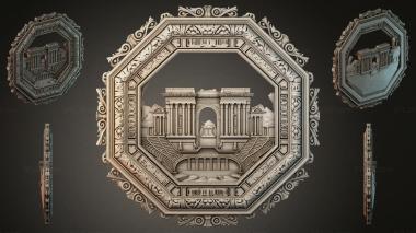 Decorative frames, framing Octagonal frame with palace facade and scrolls 3d model