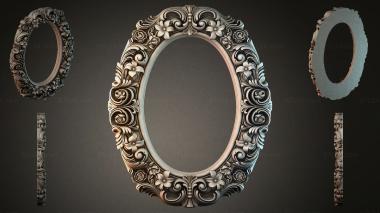 Decorative frames, framing Oval frame with roses and leaves for CNC 3d model