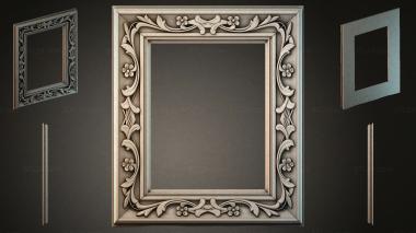 Decorative frames, framing Carved frame with floral ornament and curls 3d model