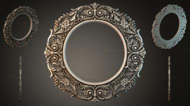 Decorative frames, framing Round mirror frame with floral scrolls and rosettes 3d model