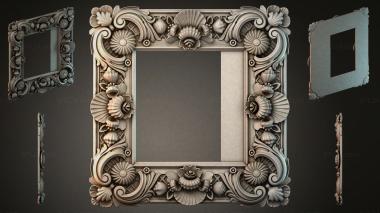Decorative frames, framing Square frame with volutes, shells and floral cartouches 3d model