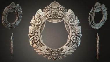 Decorative frames, framing Mirror with mascarons and angel wings 3d model