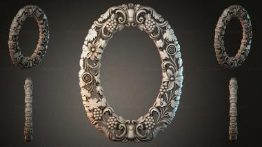 Decorative frames, framing Oval ornamental molding with grapes and scrolls 3d model