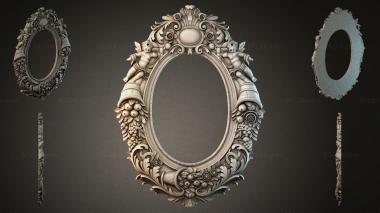 Decorative frames, framing Oval mirror frame with putto and grapevine 3d model