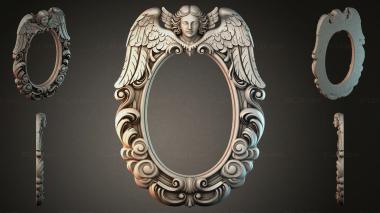 Decorative frames, framing Mirror with a winged angel and spiral volutes 3d model