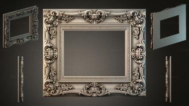 Decorative frames, framing Rectangular frame with volutes and cartouches 3d model