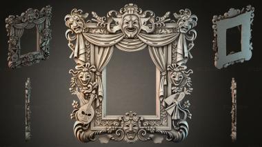 Decorative frames, framing Theatrical ornament with masks and drapery 3d model